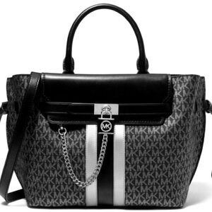 Hamilton Legacy Large Metallic Logo Stripe Belted Satchel